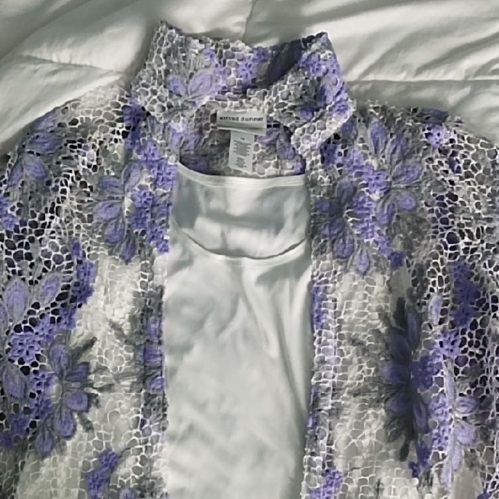 Alfred Dunner Purple and White Lace Top - PS